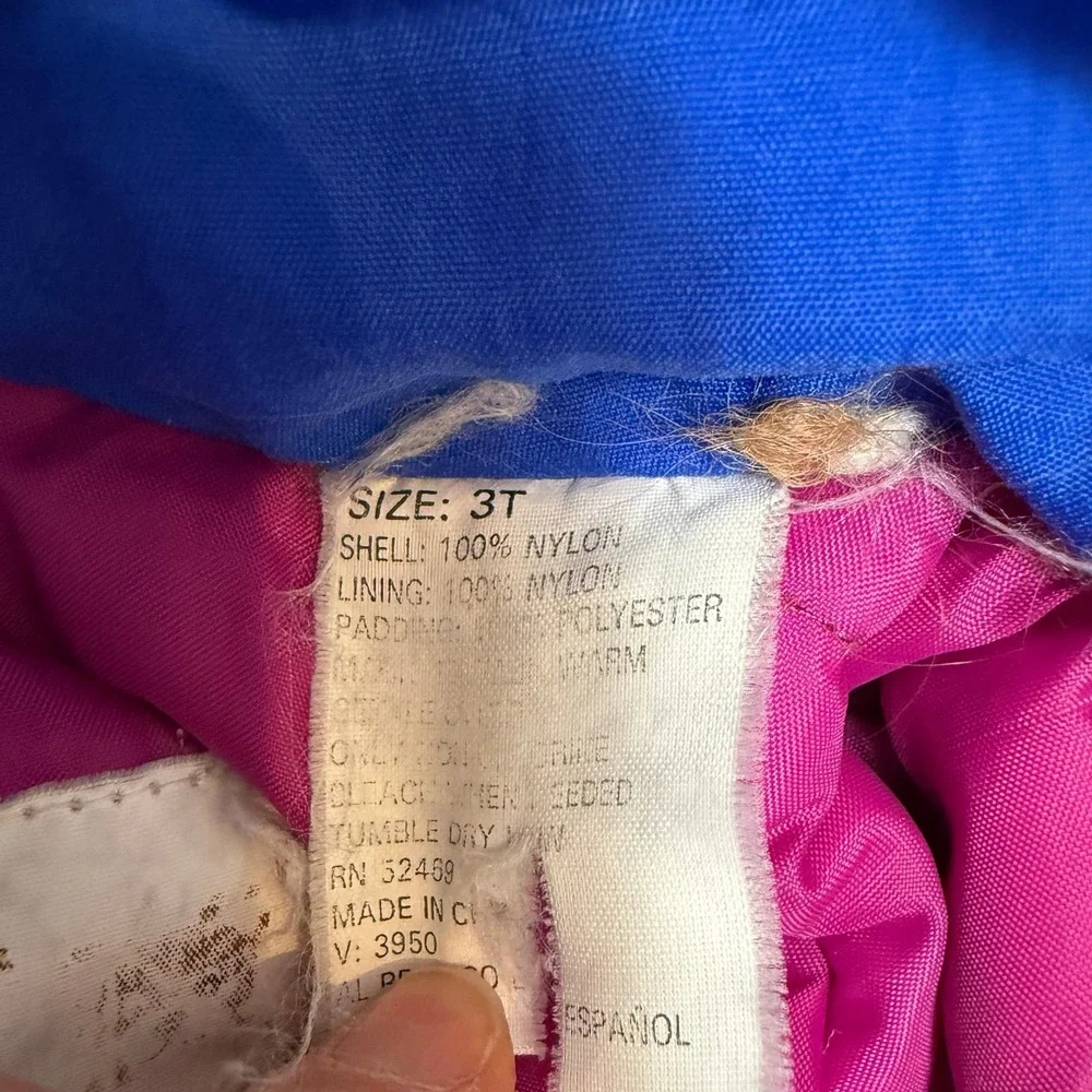 Vintage 90s Girls‎ one piece snowsuit winter ski blue teal pink size 3T